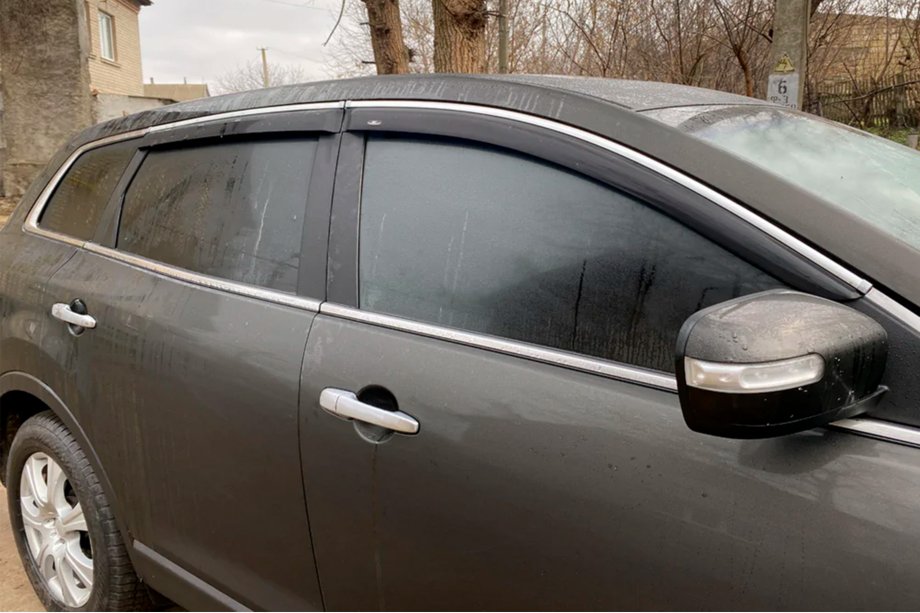 Mazda CX-9 2007-2016 Window deflectors with chrome trim (4 pcs, HIC) Image