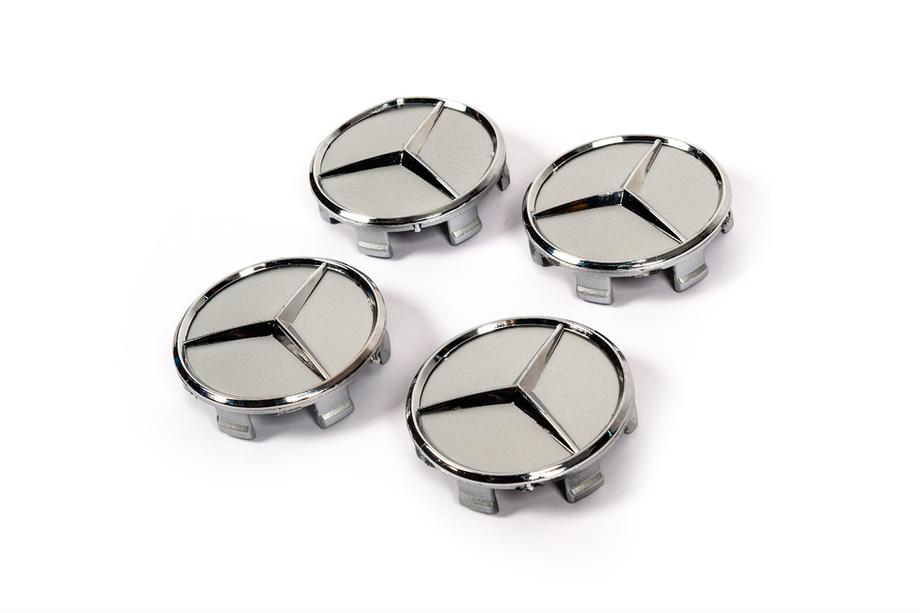 Mercedes-Benz Wheel center caps 75/71 mm without ring (4 pcs, grey) Photo 3