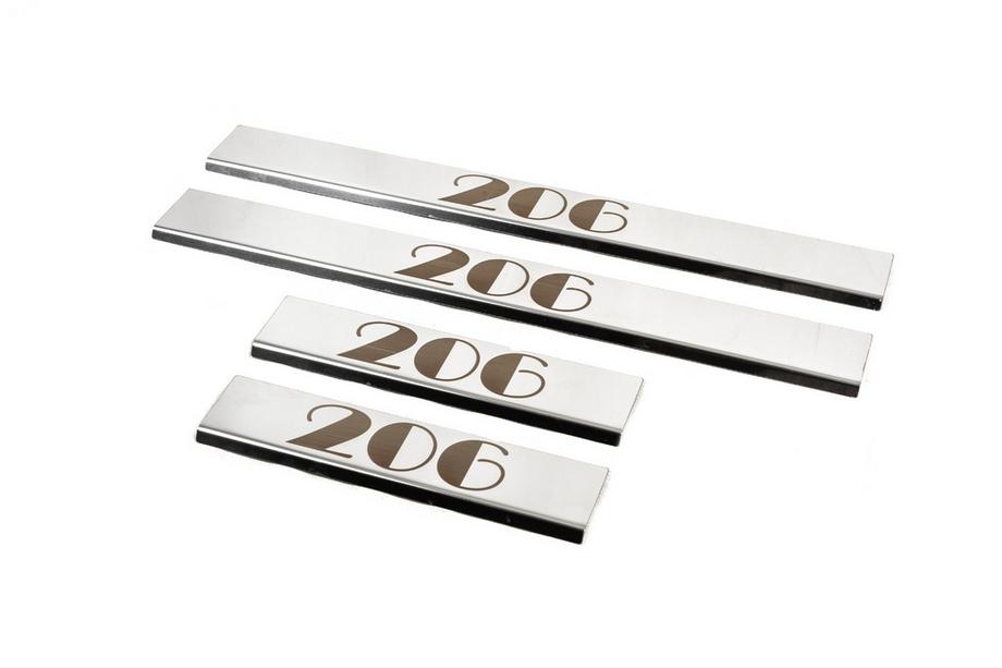 Peugeot 206 1998-2024 Carmos Door Sill Protectors (4 pcs, Stainless Steel) Image