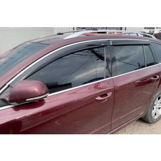 Window deflectors with chrome trim SW (4 pcs, HIC) Skoda Superb 2009-2015 photo 1