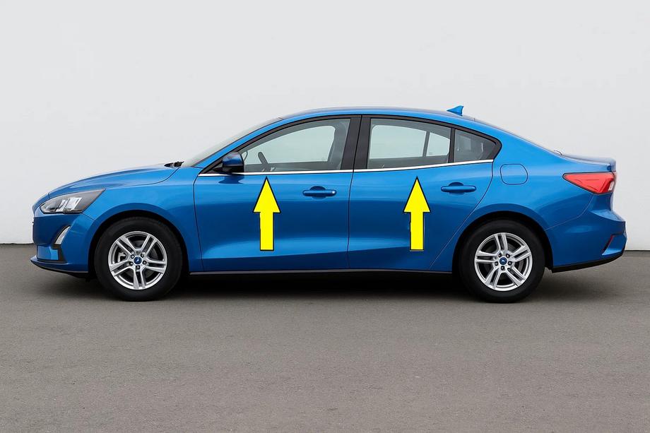Ford Focus IV 2018- Lower Window Trim OmsaLine HB, SD (4 pcs, stainless steel) OmsaLine - Italian Stainless Steel Image