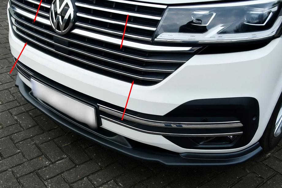 Volkswagen T6 2015-2024 Chrome grille trim 2019+ (5 pcs, stainless steel) Image