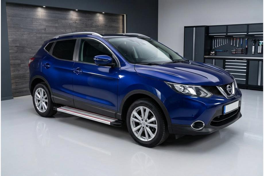 Nissan Qashqai 2014-2021 Side Steps Maya Red-Grey (2 pcs, Aluminum) Image