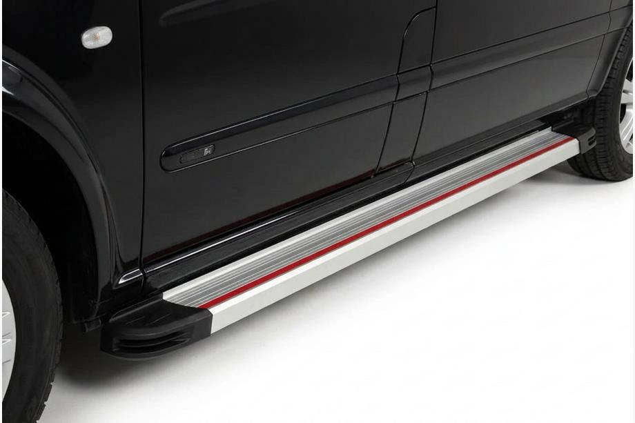 Mercedes Vito/V-class W447 2014- Side Steps Maya Red-Grey (2 pcs, Aluminum) Long (ExtraLong) Image