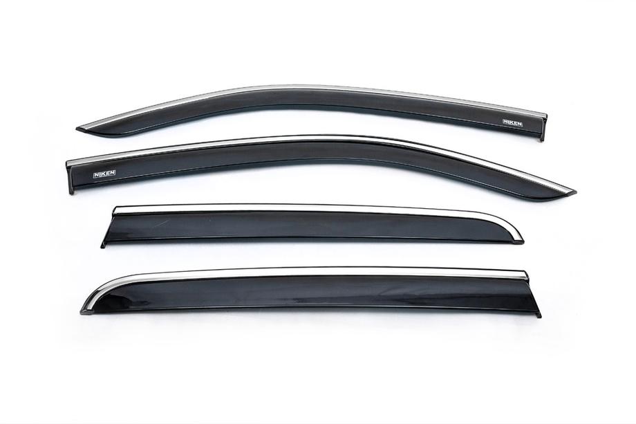 Volkswagen Amarok 2010-2022 Window deflectors with chrome trim (4 pcs, Niken) Photo 7