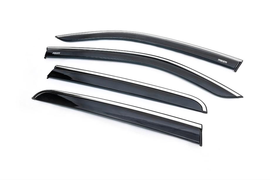 Volkswagen Amarok 2010-2022 Window deflectors with chrome trim (4 pcs, Niken) Photo 8