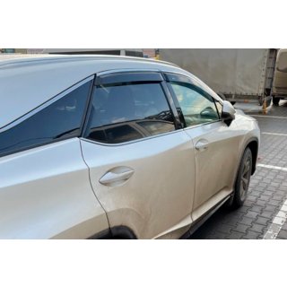 Window deflectors with chrome trim LONG (4 pcs, HIC) Lexus RX 2016-2022 photo 2