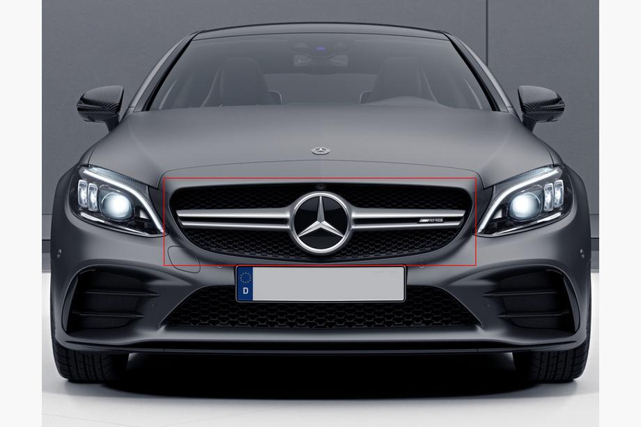 Mercedes C-class W205 2014-2021 Front Grille AMG Silver (for Avantgarde/AMG-Line/C43 AMG) 2014-2018, without camera Image