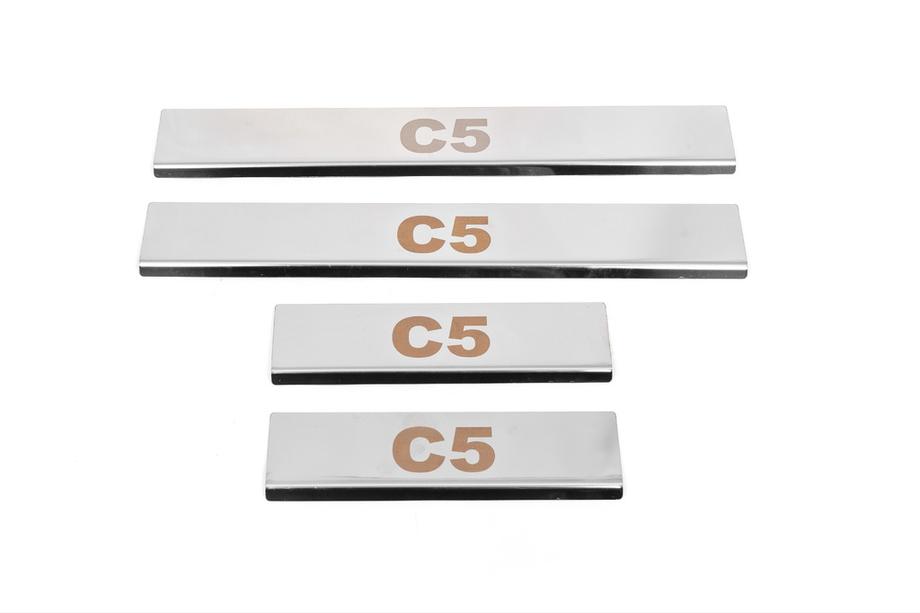 Citroen C-5 2008-2017 Door Sill Protectors Carmos V1 (4 pcs, Stainless Steel) Image