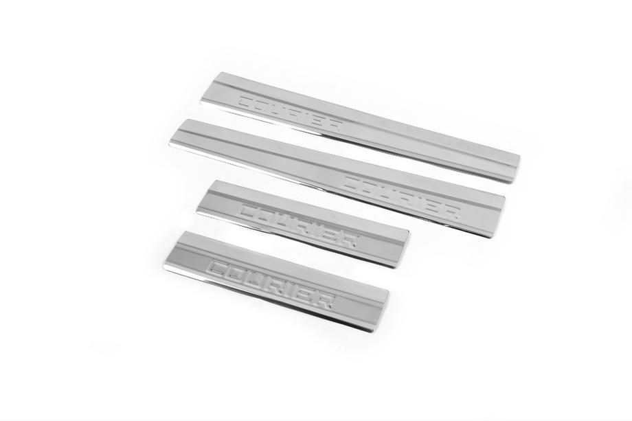 Ford Courier 2014-2023 Door Sill Protectors Carmos V1 (4 pcs, Stainless Steel) Image