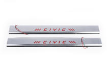Honda Civic 1995-2001 Red Door Sill Covers (Carmos, 2 pcs, Stainless Steel) photo 2