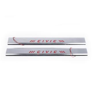 Red Door Sill Covers (Carmos, 2 pcs, Stainless Steel) Honda Civic 1995-2001 photo 2