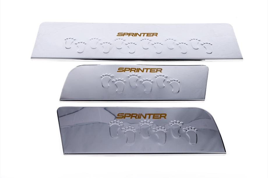 Mercedes Sprinter W906 2006–2018 Interior door sill protectors Carmos V2 (3 pcs, stainless steel) Photo 2