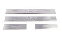 Peugeot 407 2004-2011 Stainless Steel Door Sill Protectors (Carmos V2, 4 pcs) photo 2