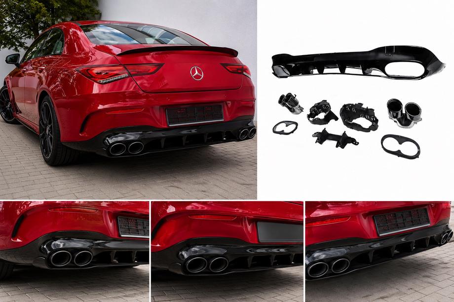 Mercedes CLA C118 2019- Rear diffuser with exhaust tips (CLA45 design) Image