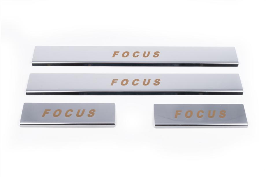 Ford Focus I 1998-2005 Door Sill Protectors Carmos V1 (4 pcs, Stainless Steel) Photo 2