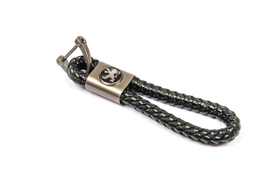 Peugeot Leather Keychain V1 with Peugeot Logo Image