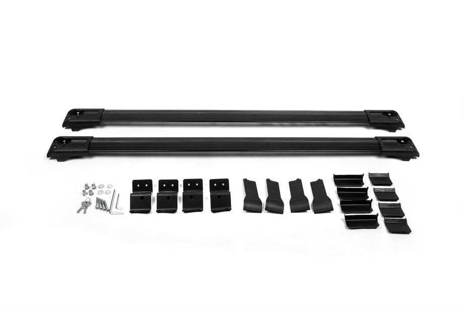 Renault Duster 2018-2024 Lockable roof cross bars for railings Wingbar V1 (2 pcs) Black Photo 3