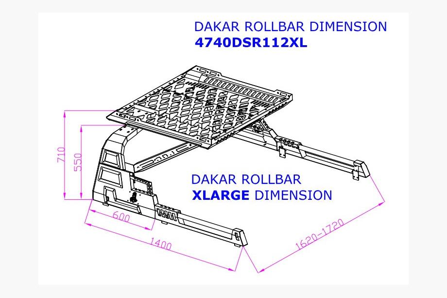 Volkswagen Amarok 2010-2022 Roll Bar with Basket Dakar (for Roll Covers) Photo 5