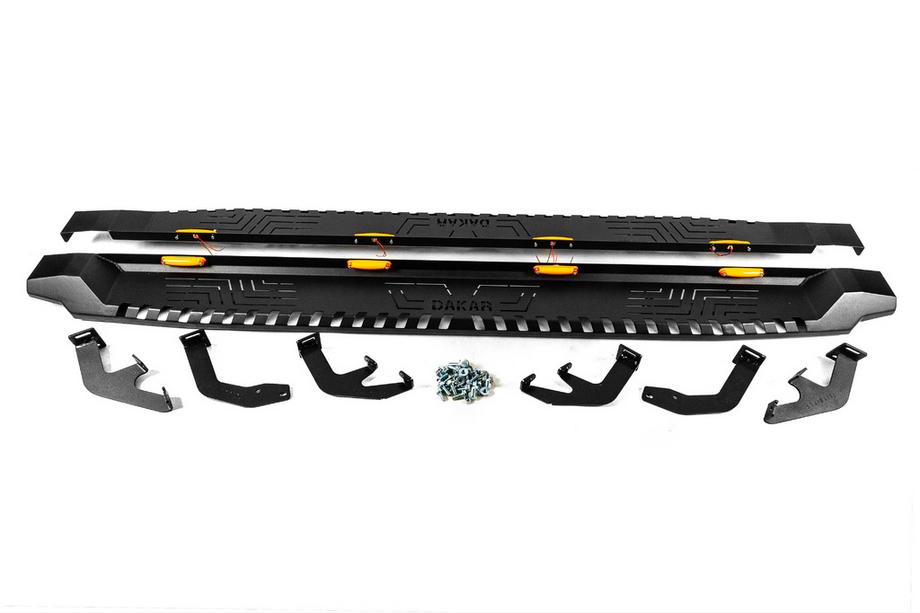 Toyota Hilux 2015- Side Steps Dakar V1 with LED (2 pcs, metal) Photo 3