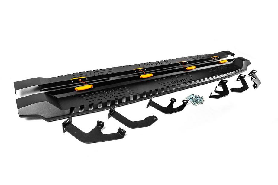Toyota Hilux 2015- Side Steps Dakar V1 with LED (2 pcs, metal) Photo 2