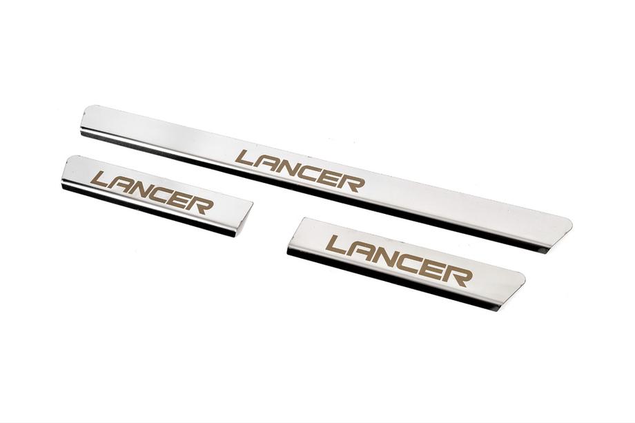 Mitsubishi Lancer 9 2004-2008 SALE! Carmos Door Sill Protectors (3 pcs, Stainless Steel) Photo 2