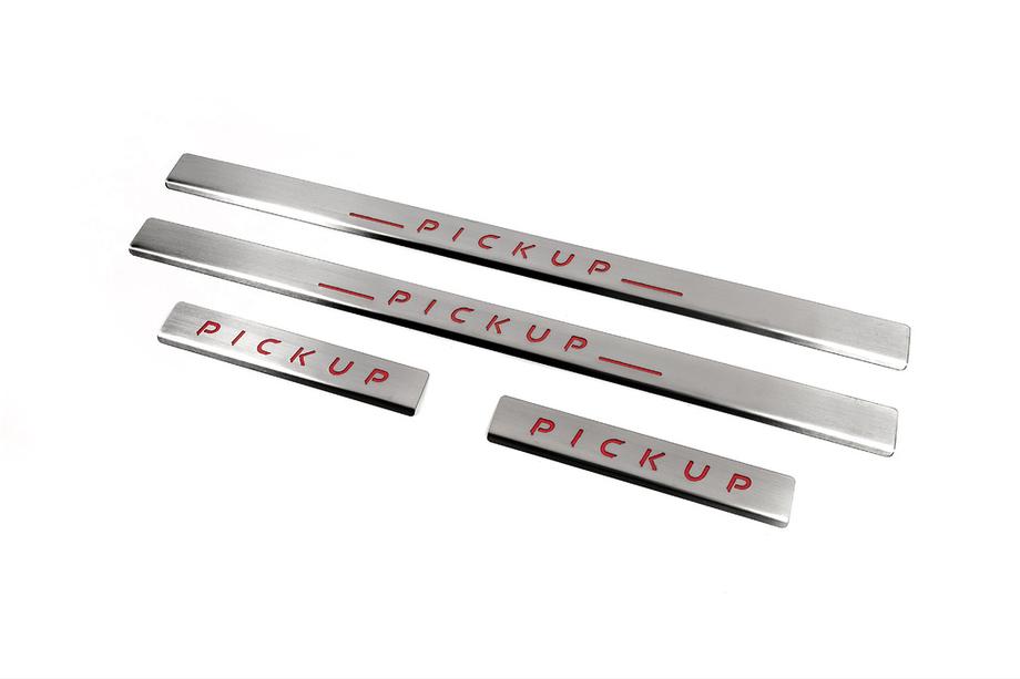 Nissan NP300 1999-2015 Carmos V2 Stainless Steel Door Sill Protectors (4 pcs) Image