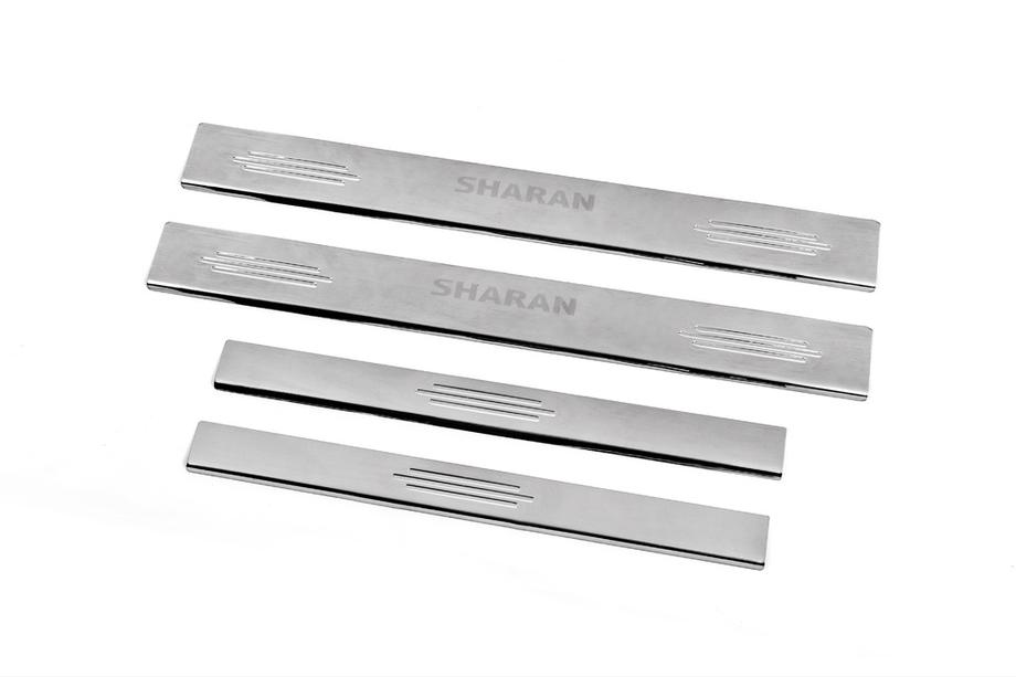 Volkswagen Sharan 1995-2010 Door Sill Protectors Carmos V2 (4 pcs, Stainless Steel) Photo 1