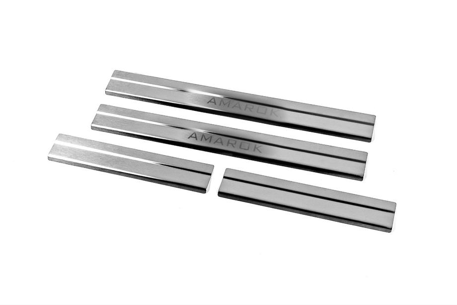 Volkswagen Amarok 2010-2022 Door Sill Protectors Carmos V2 (4 pcs, Stainless Steel) Image