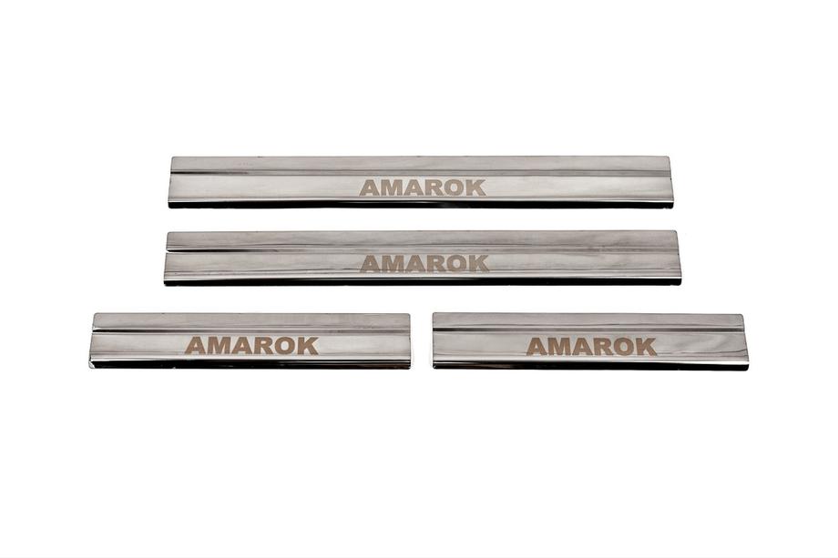 Volkswagen Amarok 2010-2022 Door Sill Protectors Carmos V3 (4 pcs, Stainless Steel) Image