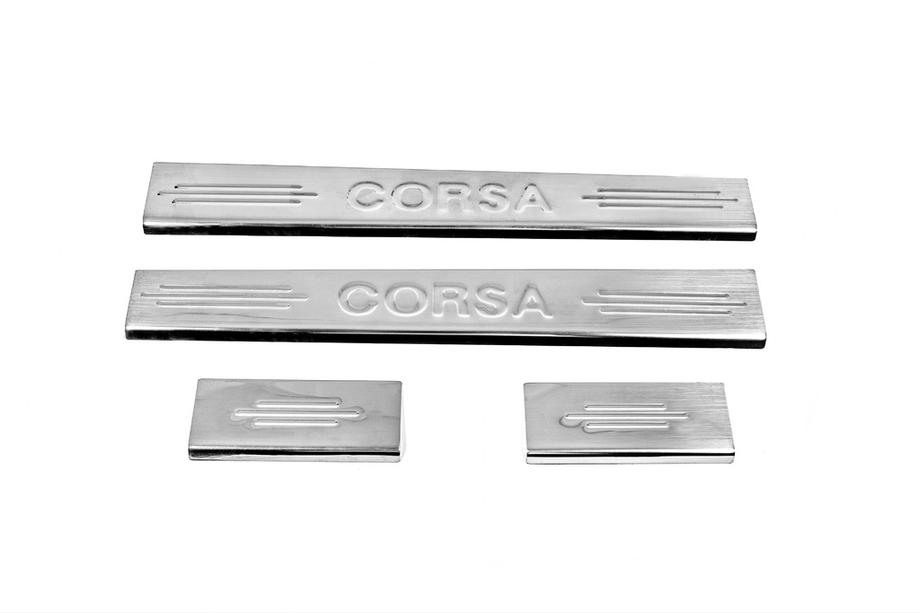Opel Corsa C 2000-2006 Carmos V2 Stainless Steel Door Sill Protectors (4 pcs) Photo 2