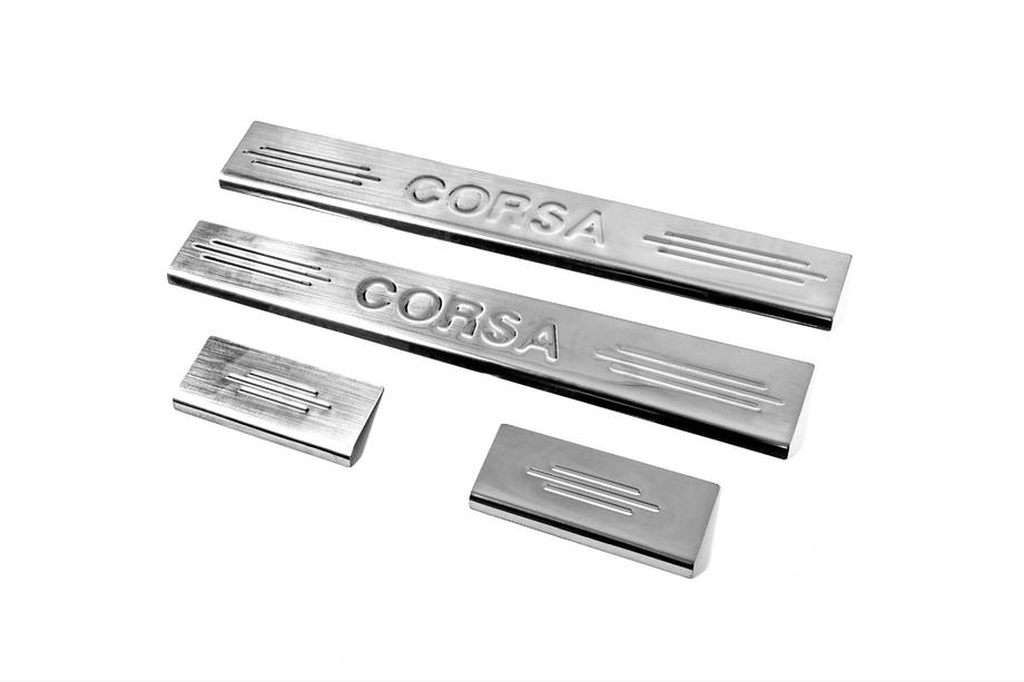 Opel Corsa C 2000-2006 Carmos V2 Stainless Steel Door Sill Protectors (4 pcs) Photo 1