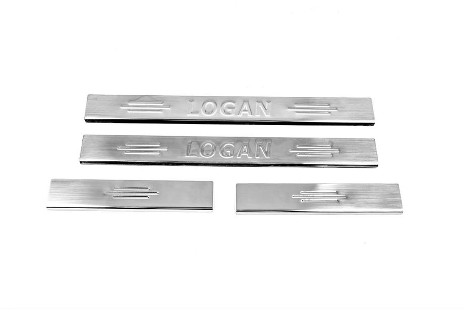 Renault Logan I 2008-2013 Door Sill Protectors Carmos V2 (4 pcs, Stainless Steel) Image