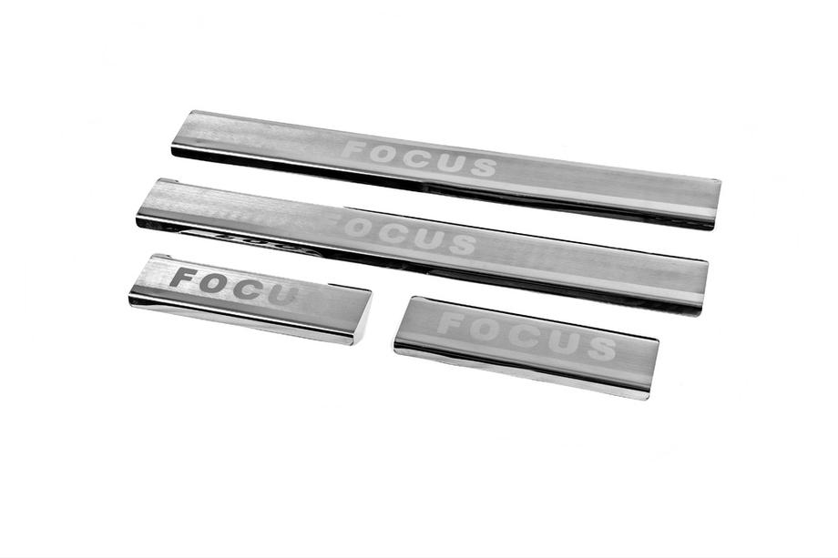 Ford Focus I 1998-2005 Stainless Steel Door Sill Protectors Carmos V2 (4 pcs) Image