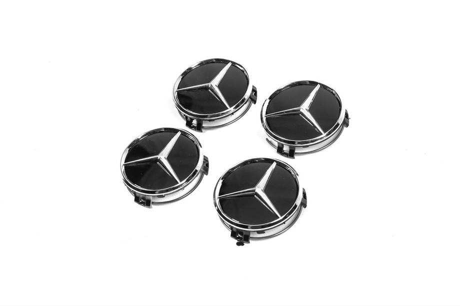Mercedes-Benz Wheel center caps 70/75 mm with ring (4 pcs, black) Photo 3