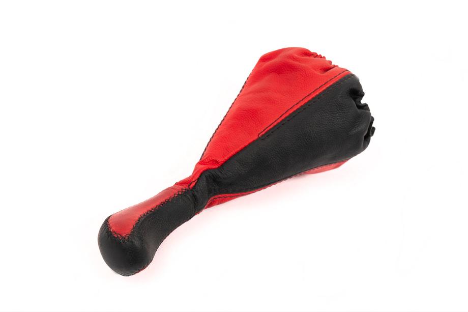 Universal Gear Shift Boot with Knob (red, leather) Image