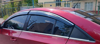 Chevrolet Cruze 2009–2015 Window Deflectors with Chrome Trim (4 pcs, Sunplex Chrome) photo 2