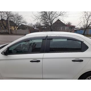 Window Deflectors with Chrome Trim (4 pcs, Sunplex Chrome) Citroen C-Elysee 2013-2022 photo 2
