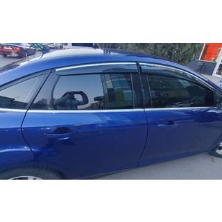 Window Deflectors with Chrome Trim HB/Sedan (4 pcs, Sunplex Chrome) Ford Focus III 2011-2017 photo 3