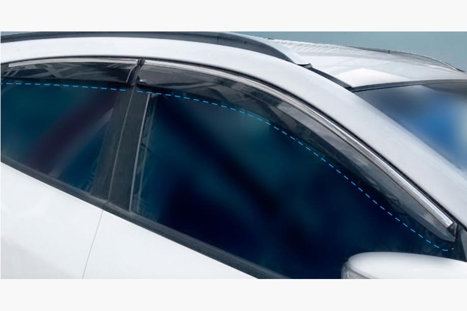 Hyundai IX-35 2010-2015 Window Deflectors with Chrome Trim (4 pcs, Sunplex Chrome) Image