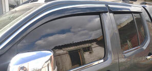 Nissan Navara 2006-2015 Window Deflectors with Chrome Trim (4 pcs, Sunplex Chrome) photo 2