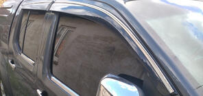 Nissan Navara 2006-2015 Window Deflectors with Chrome Trim (4 pcs, Sunplex Chrome) photo 1