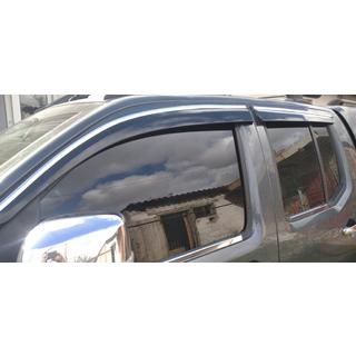 Window Deflectors with Chrome Trim (4 pcs, Sunplex Chrome) Nissan Navara 2006-2015 photo 2
