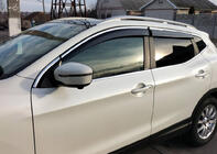 Nissan Qashqai 2014-2021 Window Deflectors with Chrome Trim (4 pcs, Sunplex Chrome) photo 1