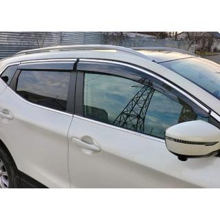 Window Deflectors with Chrome Trim (4 pcs, Sunplex Chrome) Nissan Qashqai 2014-2021 photo 2