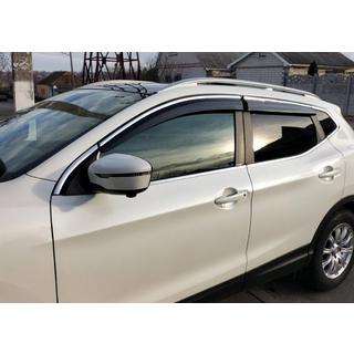 Window Deflectors with Chrome Trim (4 pcs, Sunplex Chrome) Nissan Qashqai 2014-2021 photo 1