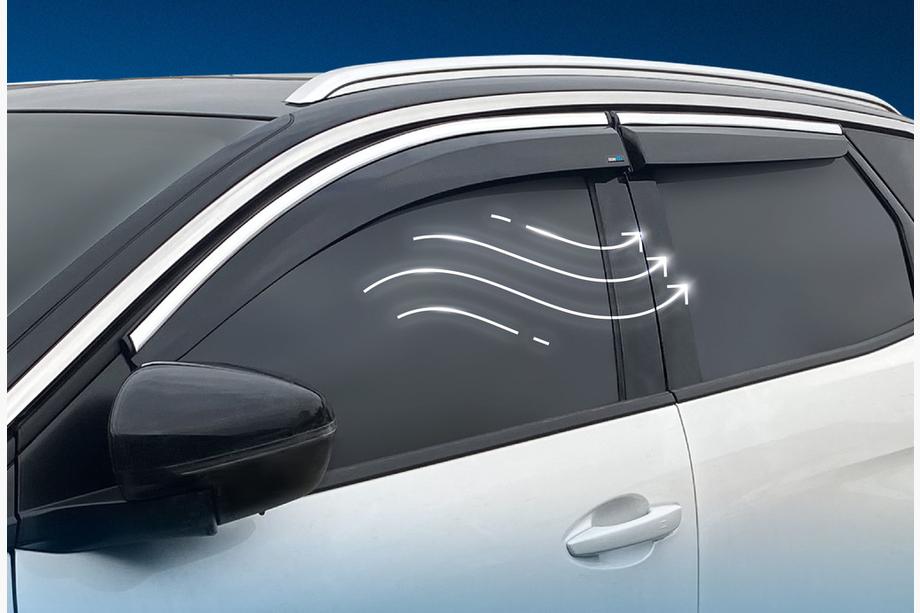 Peugeot 3008 2016-2023 Window Deflectors with Chrome Trim (4 pcs, Sunplex Chrome) Image