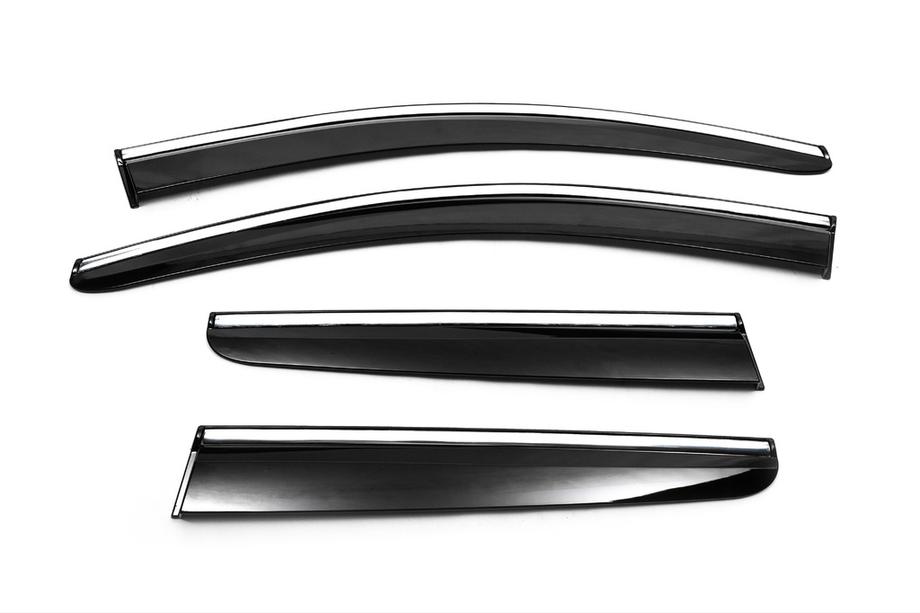 Renault Kadjar 2015-2022 Window Deflectors with Chrome Trim (4 pcs, Sunplex Chrome) Photo 6