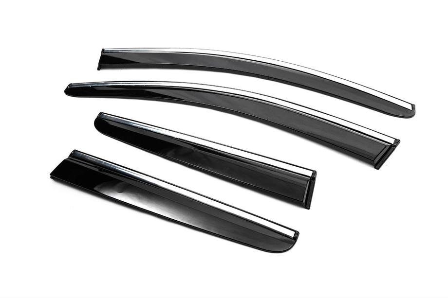 Renault Kadjar 2015-2022 Window Deflectors with Chrome Trim (4 pcs, Sunplex Chrome) Photo 8