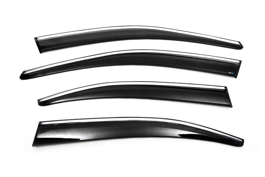 Skoda Octavia III A7 2013-2019 Window Deflectors with Chrome Trim Liftback (4 pcs, Sunplex Chrome) Image